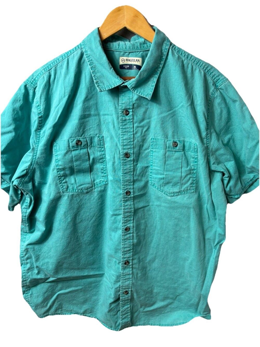 Magellan Men’s Shirt Size XL Loose Fit Green Short Sleeve Fishing